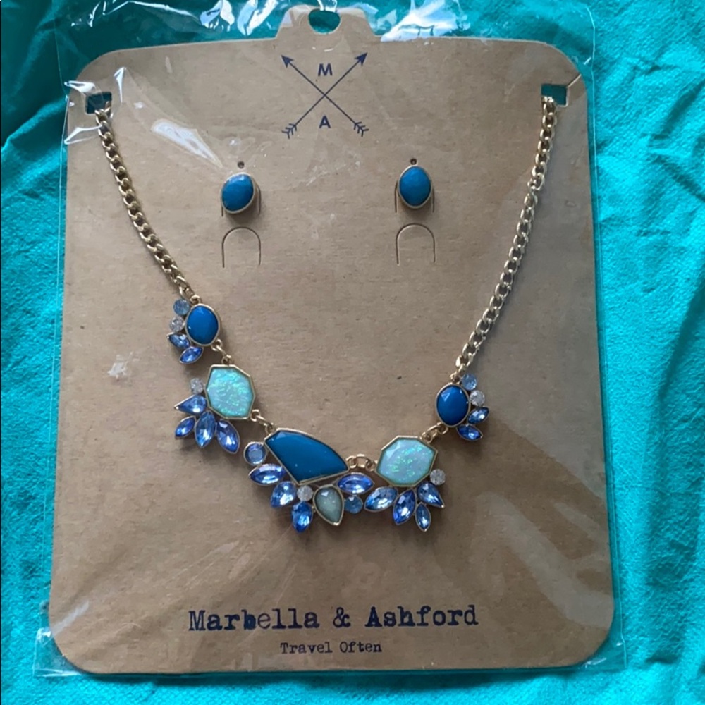 Brand New Nautical Stones Necklace & Earrings Set